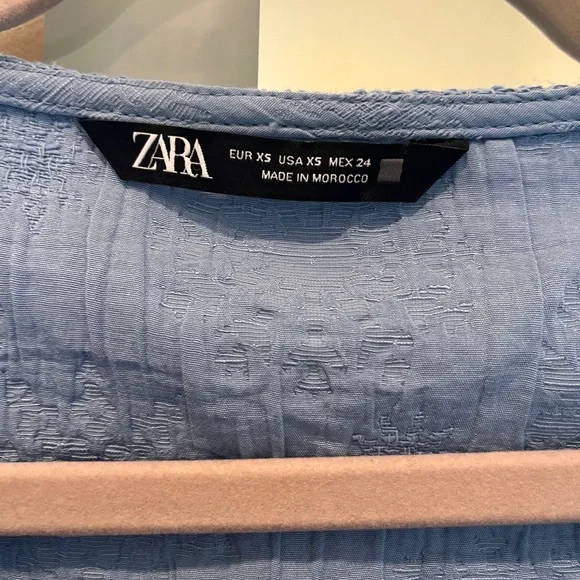 Zara Light Blue Babydoll Tie Top - Picture 4 of 4